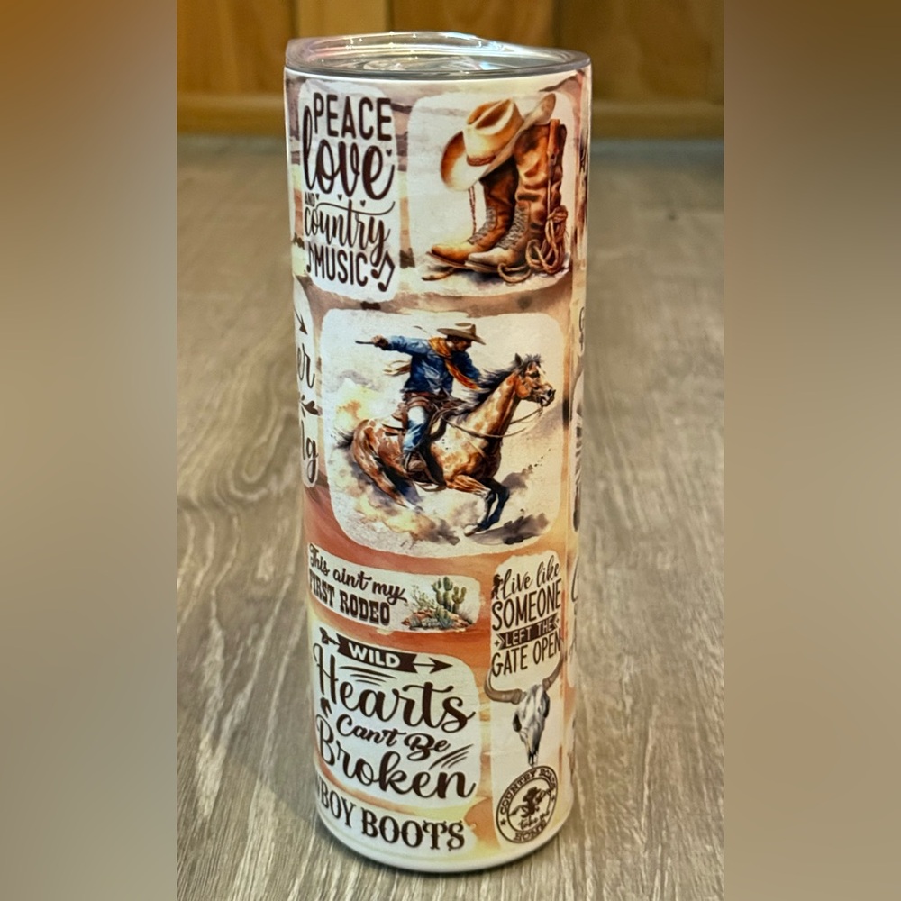 Cowgirl Cowboy Rodeo Western Country Jesus Horse Lover Tumbler Cup with Lid